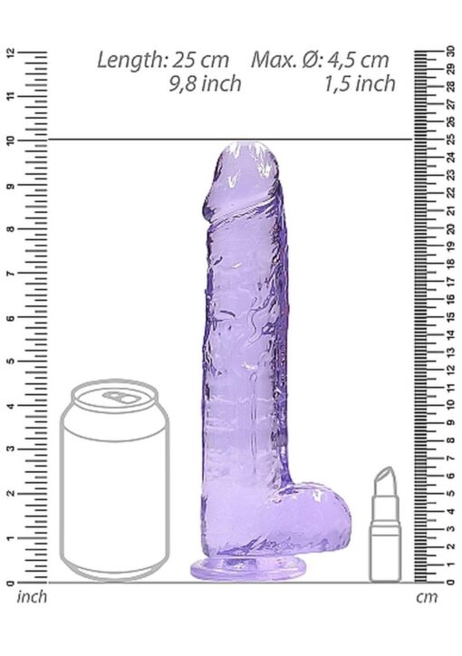 Realistyczny dildo z jądrami – fioletowy – 23 cm - obrazek 3