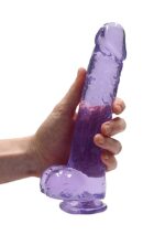 Realistyczny dildo z jądrami – fioletowy – 23 cm - obrazek 7