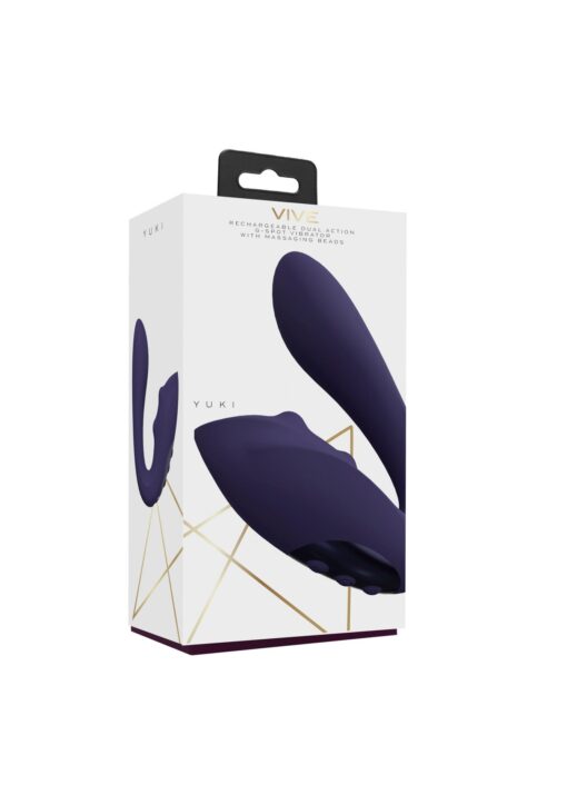 Vive - yuki - rechargeable dual motor - g-spot vibrator with massaging beads - purple - obrazek 2