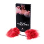 Kajdanki Marabou – czerwone, z futerkiem, do delikatnej dominacji - obrazek 4