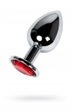 Silver Anal Plug – metalowy korek analny z czerwonym kryształem - obrazek 2