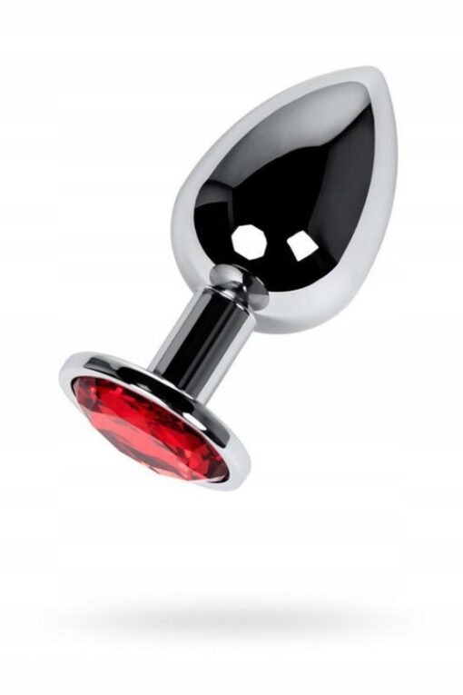 Silver Anal Plug – metalowy korek analny z czerwonym kryształem - obrazek 2