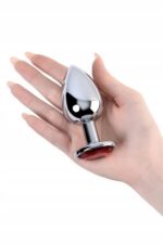 Silver Anal Plug – metalowy korek analny z czerwonym kryształem - obrazek 3