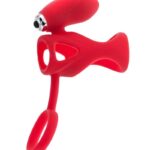 Black & Red – pierścień erekcyjny wibrujący ze stymulatorem łechtaczki – czerwony, 14,5 cm
