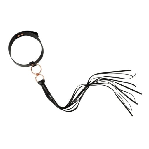 Rosy gold - collar with flogger - black - obrazek 3