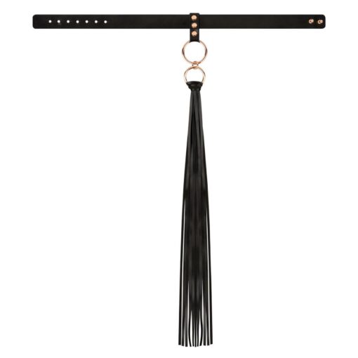Rosy gold - collar with flogger - black - obrazek 4