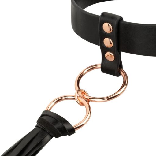 Rosy gold - collar with flogger - black - obrazek 6