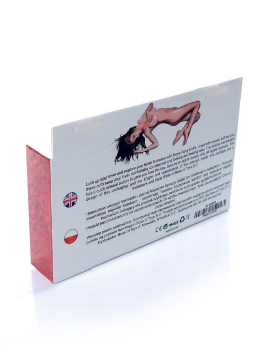 Kajdanki fetish b - series- futrzane, czerwone - obrazek 6