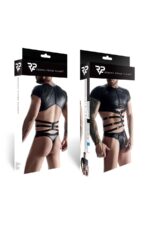 Męski komplet z wetlooka: t-shirt z ozdobną gumą, stringi z ozdobną taśmą z przodu xxl - obrazek 7