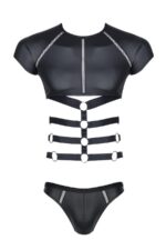 Męski komplet z wetlooka: t-shirt z ozdobną gumą, stringi z ozdobną taśmą z przodu xxl - obrazek 8