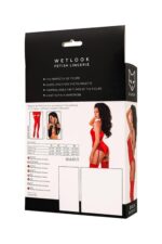 Wetlook Doja Bodysuit – red M – czerwone body z materiału wetlook, dopasowany krój, rozmiar M - obrazek 8