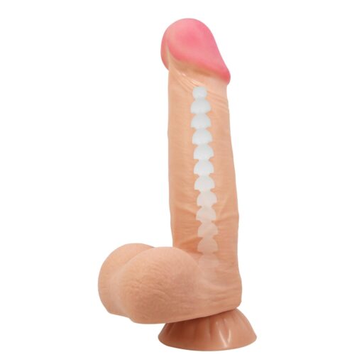 Dildo Baile Sliding Skin – 8,5” – cieliste – z przyssawką, elastyczne - obrazek 2