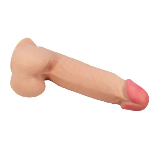 Dildo Baile Sliding Skin – 8,5” – cieliste – z przyssawką, elastyczne - obrazek 5