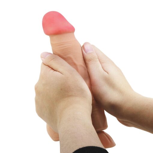 Dildo Baile Sliding Skin – 8,5” – cieliste – z przyssawką, elastyczne - obrazek 8