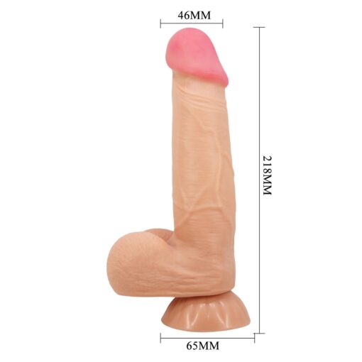 Dildo Baile Sliding Skin – 8,5” – cieliste – z przyssawką, elastyczne - obrazek 10
