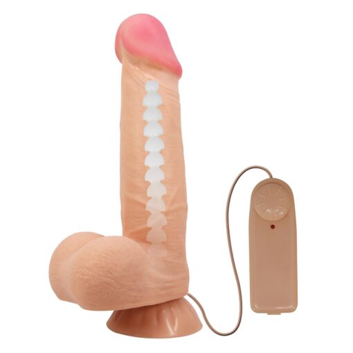 Dildo – Sliding Skin 8.5", pochwa, wibrujący, z przyssawką, Baile - obrazek 2