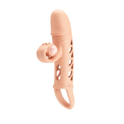 Romance – nakładka na penisa, materiał TPE, wibracja, bateria LR41×3, cielista - obrazek 4