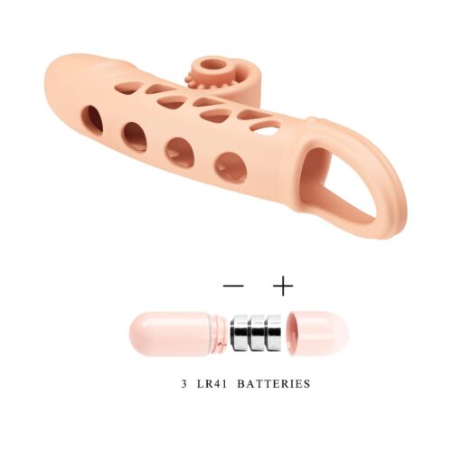 Romance – nakładka na penisa, materiał TPE, wibracja, bateria LR41×3, cielista - obrazek 8
