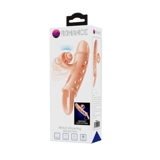 Romance – nakładka na penisa, materiał TPE, wibracja, bateria LR41×3, cielista - obrazek 9