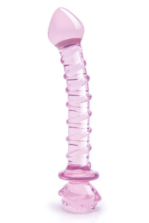 Szklany spiralny G-spot dildo Glaze Glass Rosebud - obrazek 2