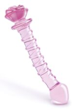 Szklany spiralny G-spot dildo Glaze Glass Rosebud - obrazek 3