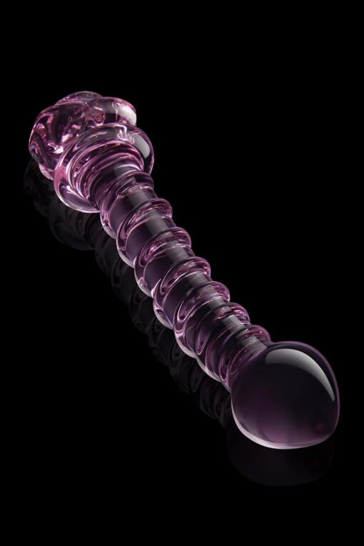 Szklany spiralny G-spot dildo Glaze Glass Rosebud - obrazek 4