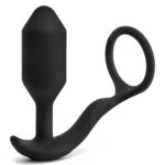 Wibrujący korek z pierścieniem B-Vibe Snug & Tug M – czarny
