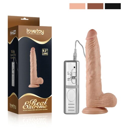 9.5' real extreme vibrating dildo flesh - obrazek 2
