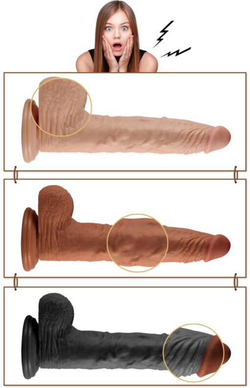 9.5' real extreme vibrating dildo flesh - obrazek 4