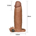 Add 3" pleasure x tender vibrating penis sleeve brown - obrazek 3