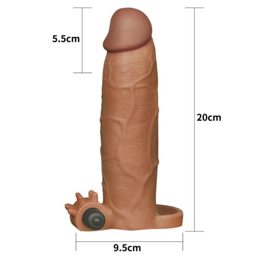 Add 3" pleasure x tender vibrating penis sleeve brown - obrazek 3