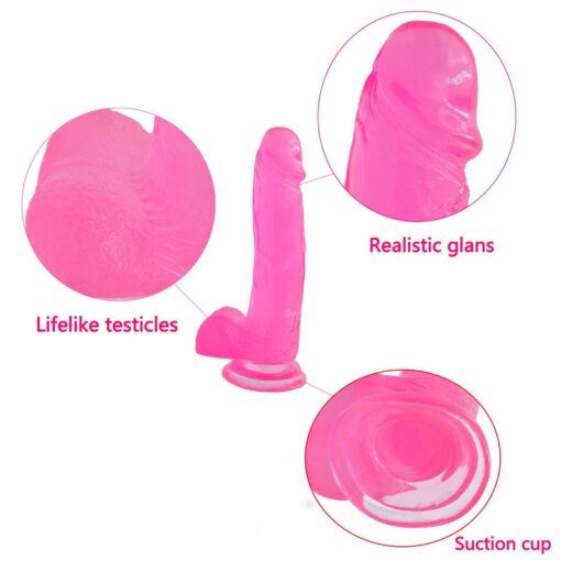 8"" jelly studs crystal dildo large pink - obrazek 5