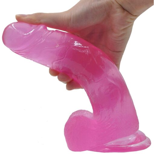 8"" jelly studs crystal dildo large pink - obrazek 6