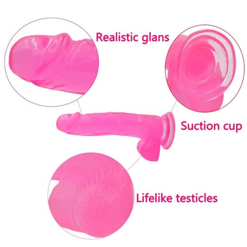 8"" jelly studs crystal dildo large pink - obrazek 7
