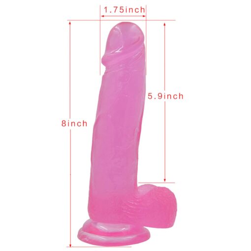 8"" jelly studs crystal dildo large pink - obrazek 8
