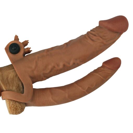 Add 2"" pleasure x tender vibrating double penis sleeve - obrazek 2
