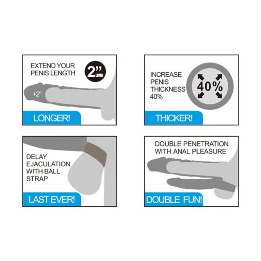 Add 2"" pleasure x tender vibrating double penis sleeve - obrazek 7