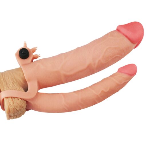 Add 3"" pleasure x tender vibrating double penis sleeve - obrazek 2