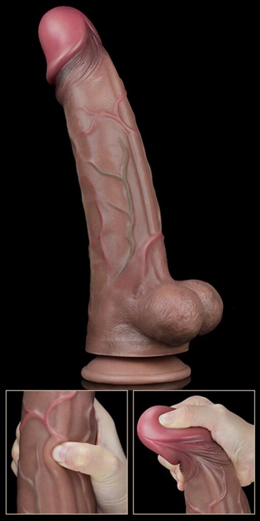 11.5' dual layered platinum silicone cock - obrazek 17