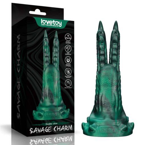 Savage charm double-claw vibrating silicone dildo - obrazek 14