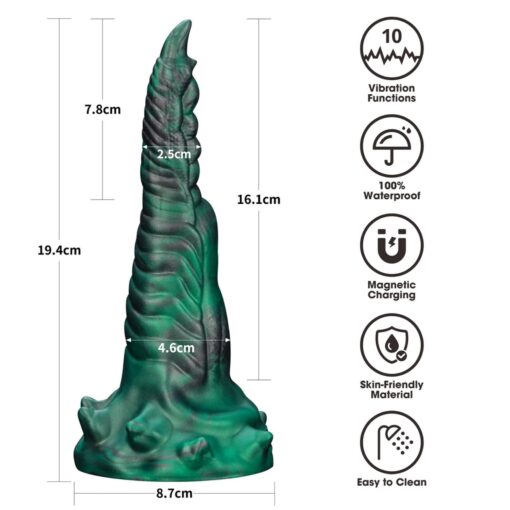 Savage charm double-claw vibrating silicone dildo - obrazek 13