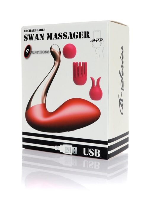 Stymulator - swan massager, interchangeable heads - usb 9 functions / app mobile - obrazek 9