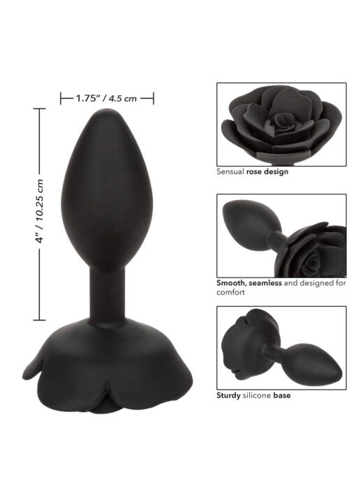 Large rose anal plug black - obrazek 17