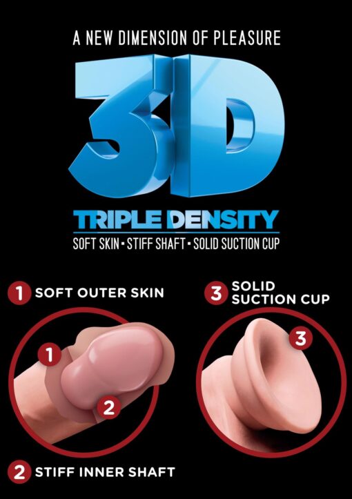 3d triple density cock 8 inch light skin tone - obrazek 7