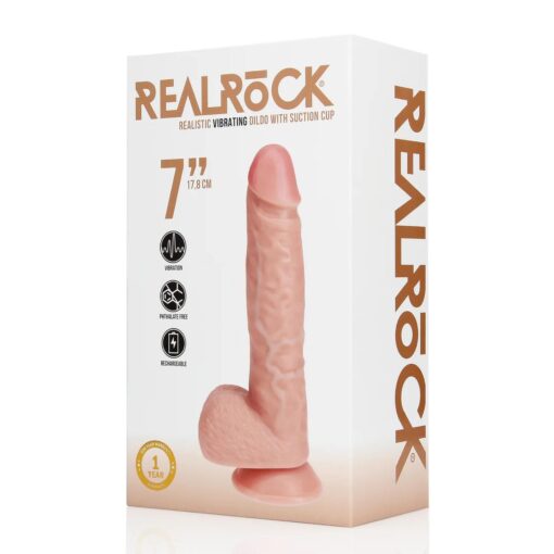 Wibrujący klasyczny penis z jądrami – 18 cm – cielisty - obrazek 2