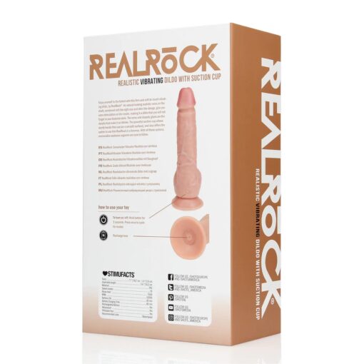 Wibrujący klasyczny penis z jądrami – 18 cm – cielisty - obrazek 3