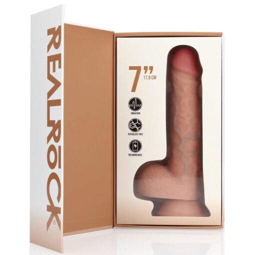 Wibrujący klasyczny penis z jądrami – 18 cm – cielisty - obrazek 4
