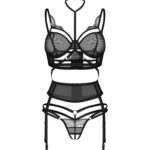 Obsessive Premium Premisis Black otwarty komplet 3-częściowy L/XL