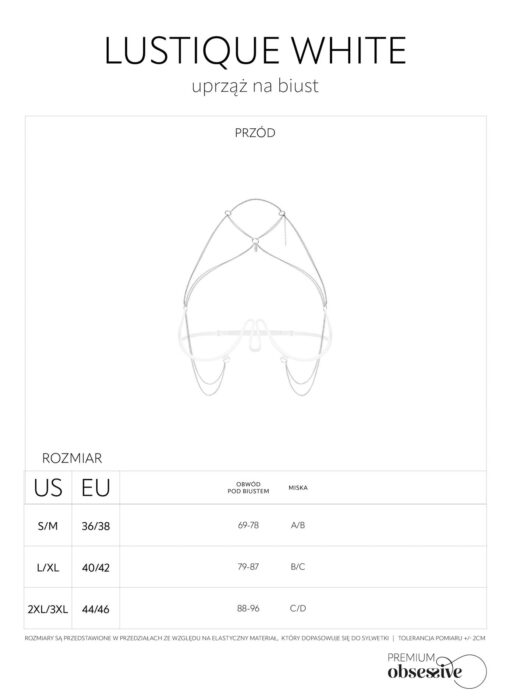Lustique white uprząż na biust s/m/l - obrazek 4