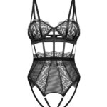 Obsessive Premium Hersis koronkowe body z otwartym krokiem L/XL